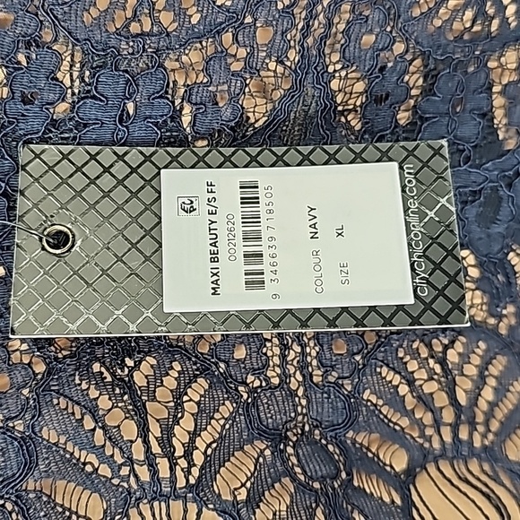 City Chic Navy Blue Elbow Length Sleeve Long Formal Evening Gown Sz:22 - Picture 6 of 16